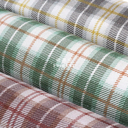 Corduroy - Tartan Fabric Brown 100%Brushed Cotton