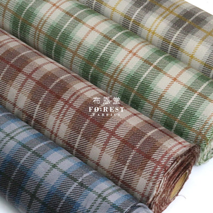 Corduroy - Tartan Fabric Brown 100%Brushed Cotton