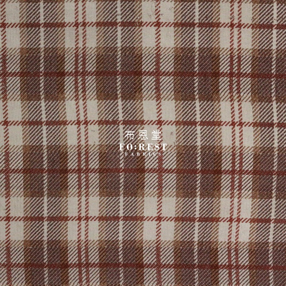 Corduroy - Tartan fabric Brown 燈芯絨 - FO:REST Fabric 布恩堂Liberty fabrictana lawnjapanese fabricykk zipper