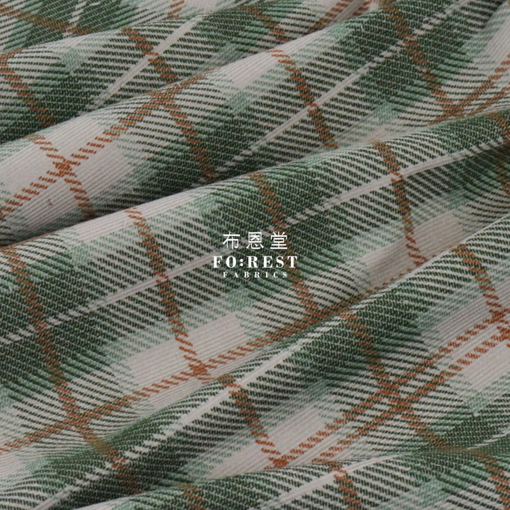 Corduroy - Tartan Fabric Moss 100%Brushed Cotton