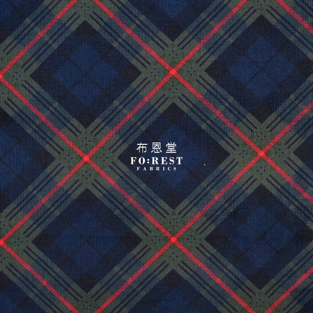 Corduroy - Tartan fabric Navy 燈芯絨 - FO:REST Fabric 布恩堂Liberty fabrictana lawnjapanese fabricykk zipper