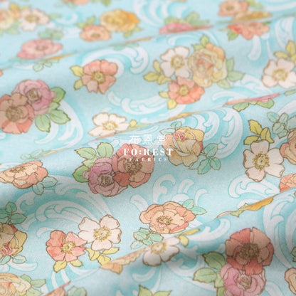 Cotton - Alphonse Mucha Swirls & Rose Florals Fabric