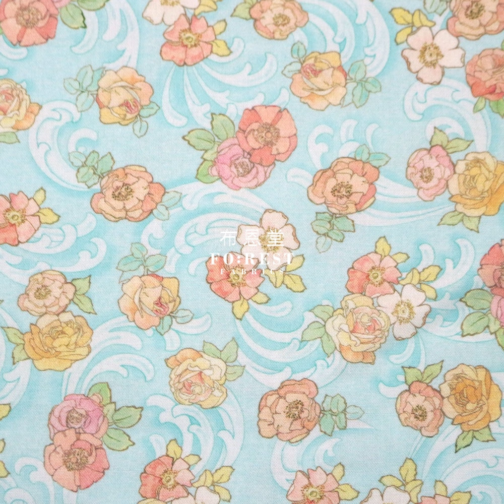 Cotton - Alphonse Mucha Swirls & Rose Florals Fabric