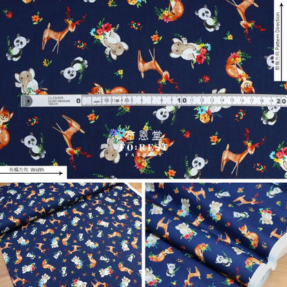 cotton - Animals Little Forest fabric Navy - FO:REST Fabric 布恩堂Liberty fabrictana lawnjapanese fabricykk zipper