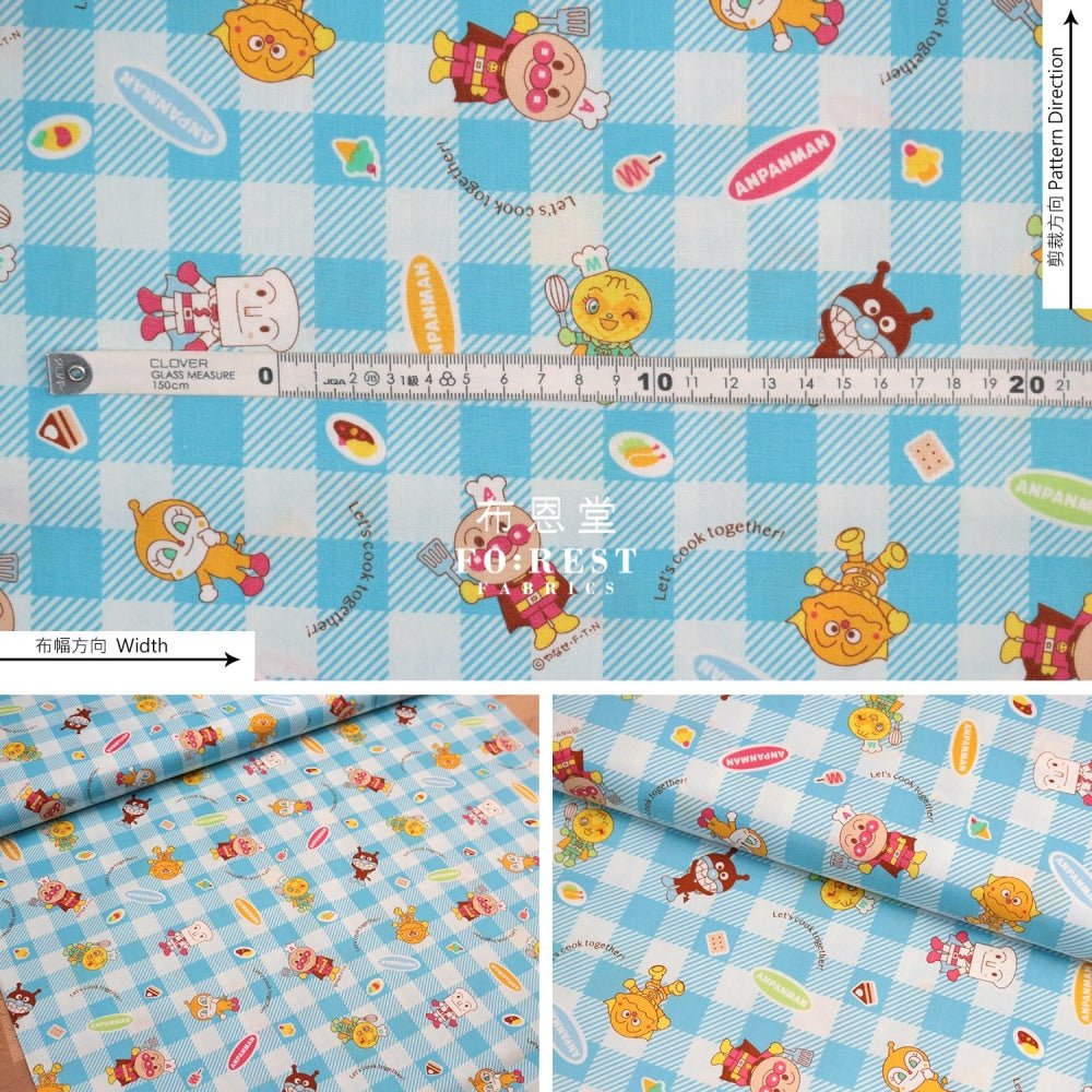 cotton - Anpanman fabric LT.BLUE (member) - FO:REST Fabric 布恩堂Liberty fabrictana lawnjapanese fabricykk zipper