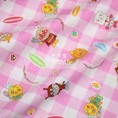cotton - Anpanman fabric PINK (member) - FO:REST Fabric 布恩堂Liberty fabrictana lawnjapanese fabricykk zipper