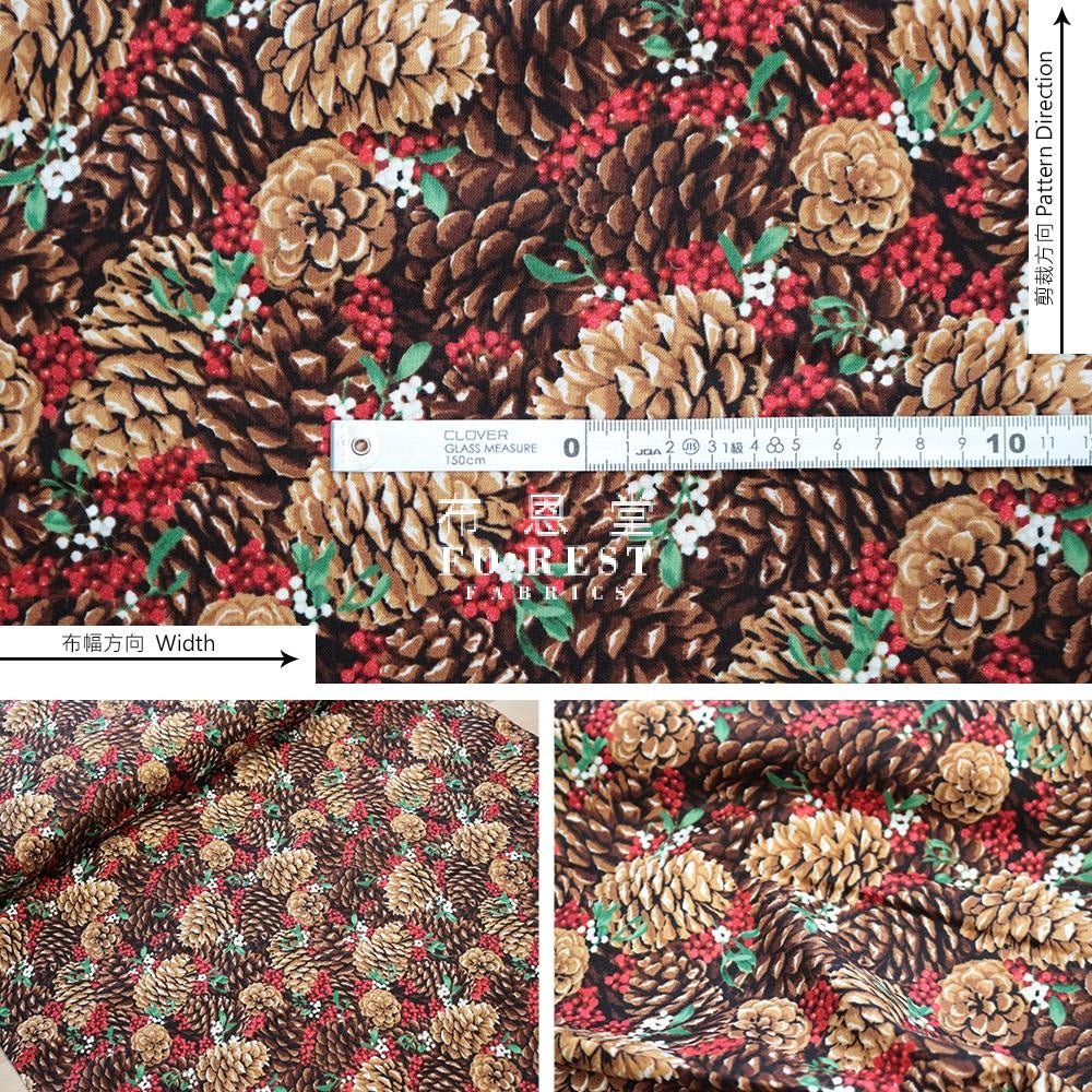 cotton - Autumn Woodland Friends Metallic fabric Red - FO:REST Fabric 布恩堂Liberty fabrictana lawnjapanese fabricykk zipper