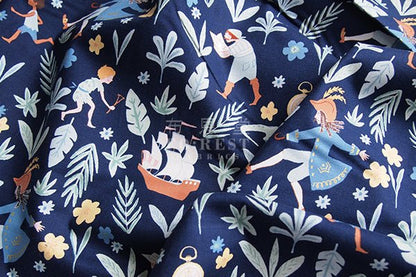 cotton - Awfully big adventure fabric - navy - FO:REST Fabric 布恩堂Liberty fabrictana lawnjapanese fabricykk zipper