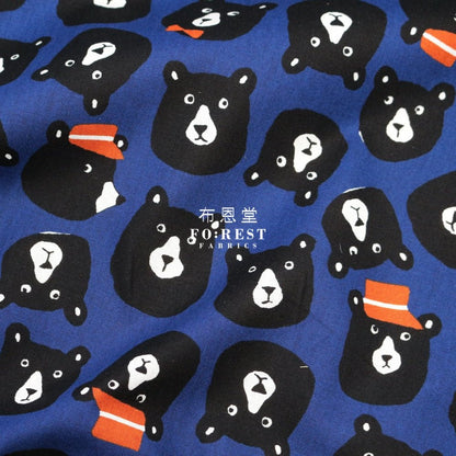 cotton - Bear fabric Blue - FO:REST Fabric 布恩堂Liberty fabrictana lawnjapanese fabricykk zipper