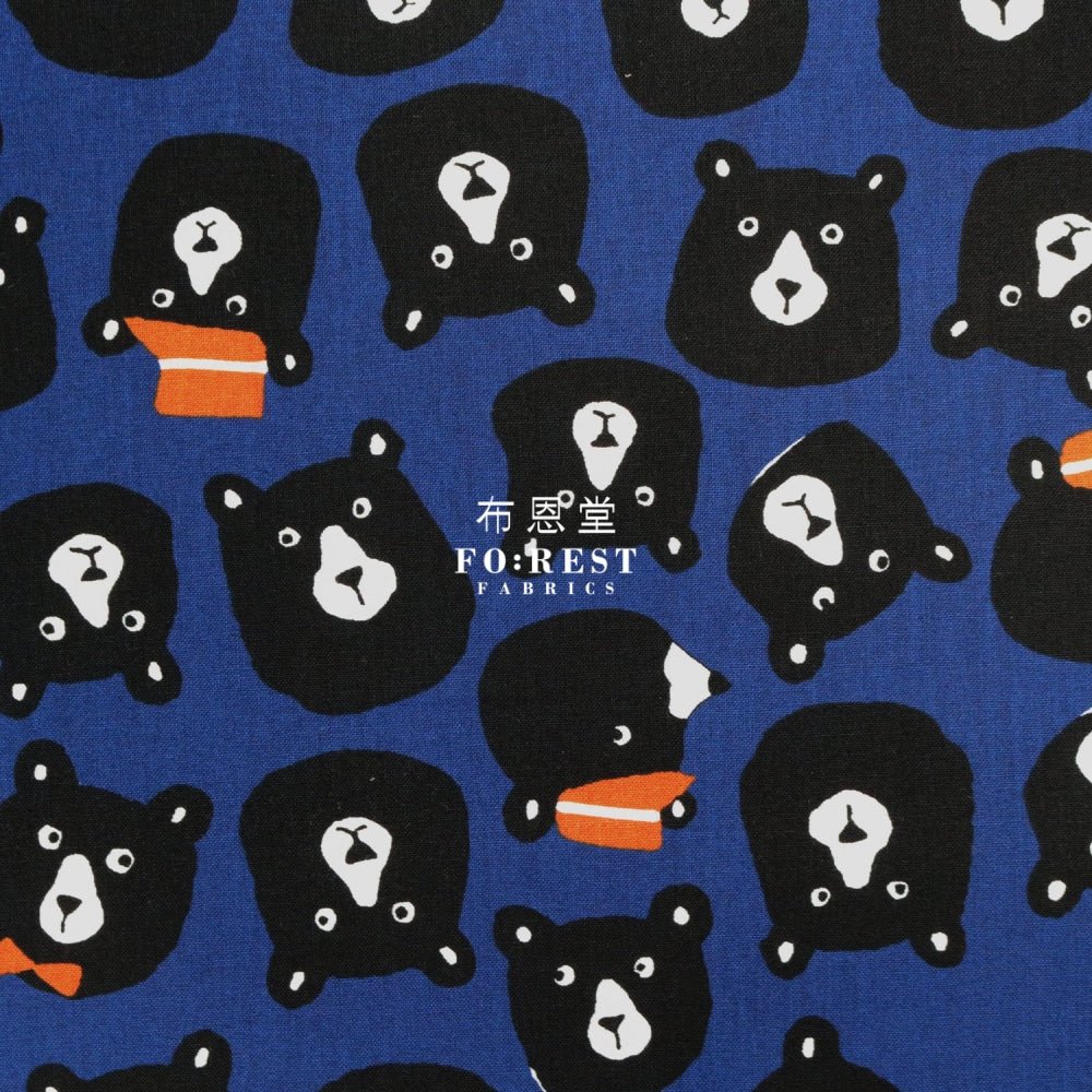 cotton - Bear fabric Blue - FO:REST Fabric 布恩堂Liberty fabrictana lawnjapanese fabricykk zipper