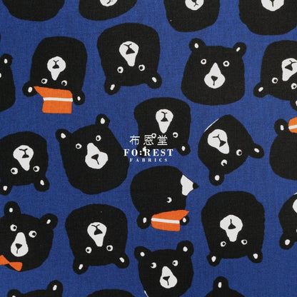 cotton - Bear fabric Blue - FO:REST Fabric 布恩堂Liberty fabrictana lawnjapanese fabricykk zipper