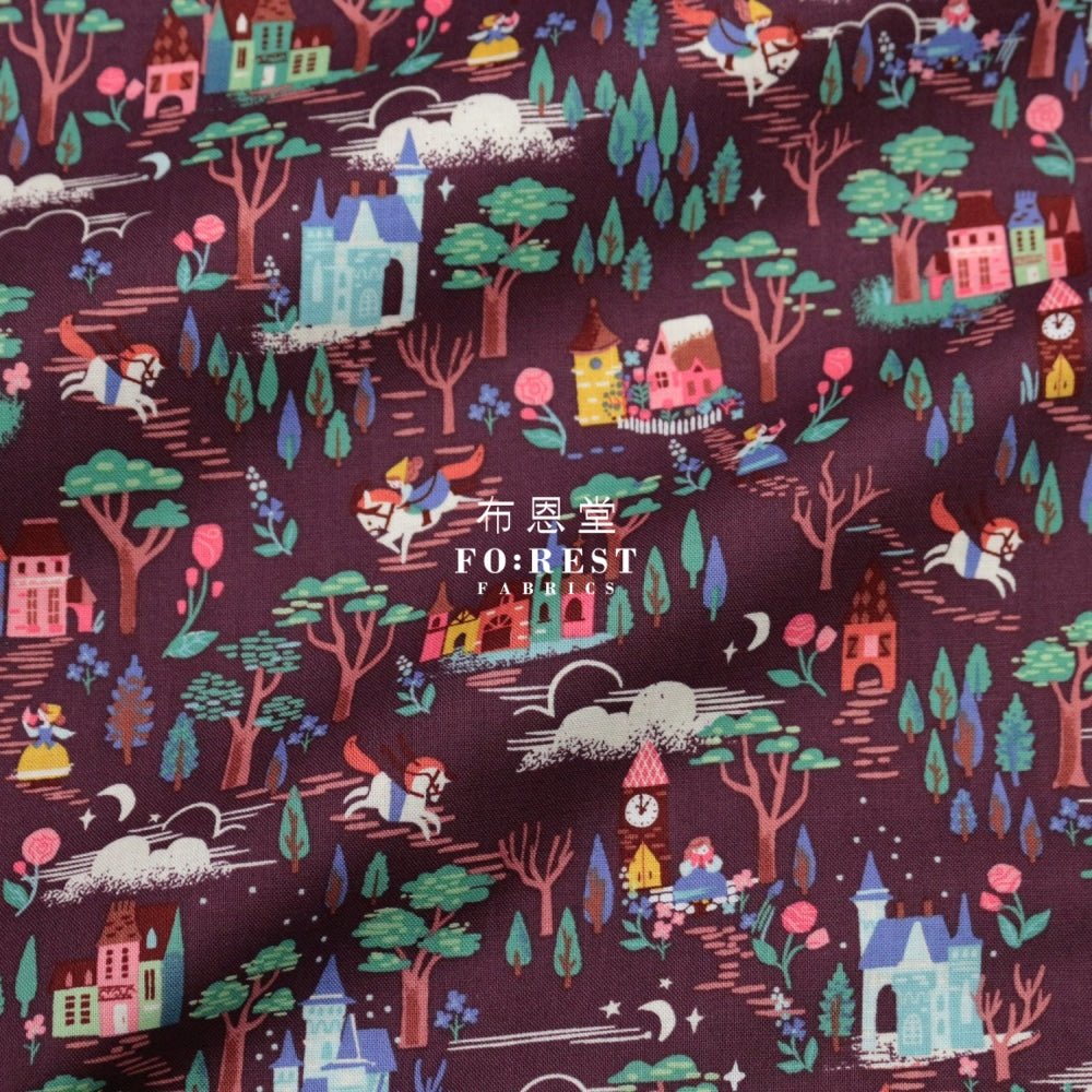 Cotton - Beauty and Beast Countryside fabric Wine - FO:REST Fabric 布恩堂Liberty fabrictana lawnjapanese fabricykk zipper