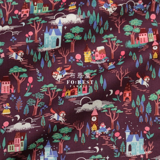 Cotton - Beauty and Beast Countryside fabric Wine - FO:REST Fabric 布恩堂Liberty fabrictana lawnjapanese fabricykk zipper