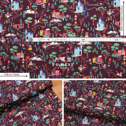 Cotton - Beauty and Beast Countryside fabric Wine - FO:REST Fabric 布恩堂Liberty fabrictana lawnjapanese fabricykk zipper