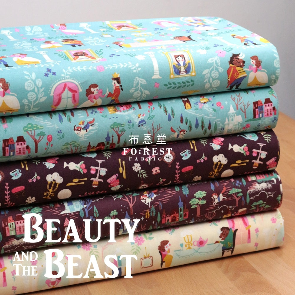 Cotton - Beauty And Beast Objects Eggplant Fabric Wine Cotton