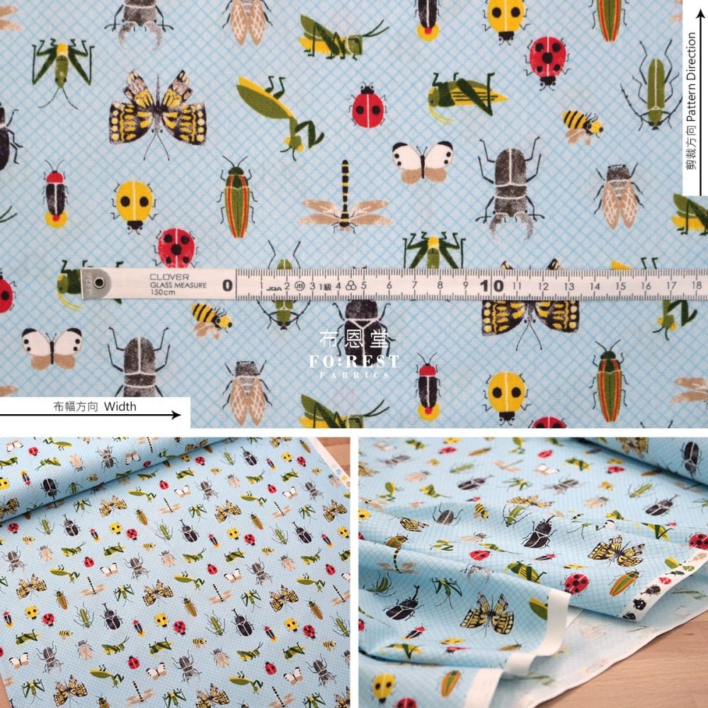 cotton - Beetle fabric 甲蟲王者 LT.BLUE - FO:REST Fabric 布恩堂Liberty fabrictana lawnjapanese fabricykk zipper