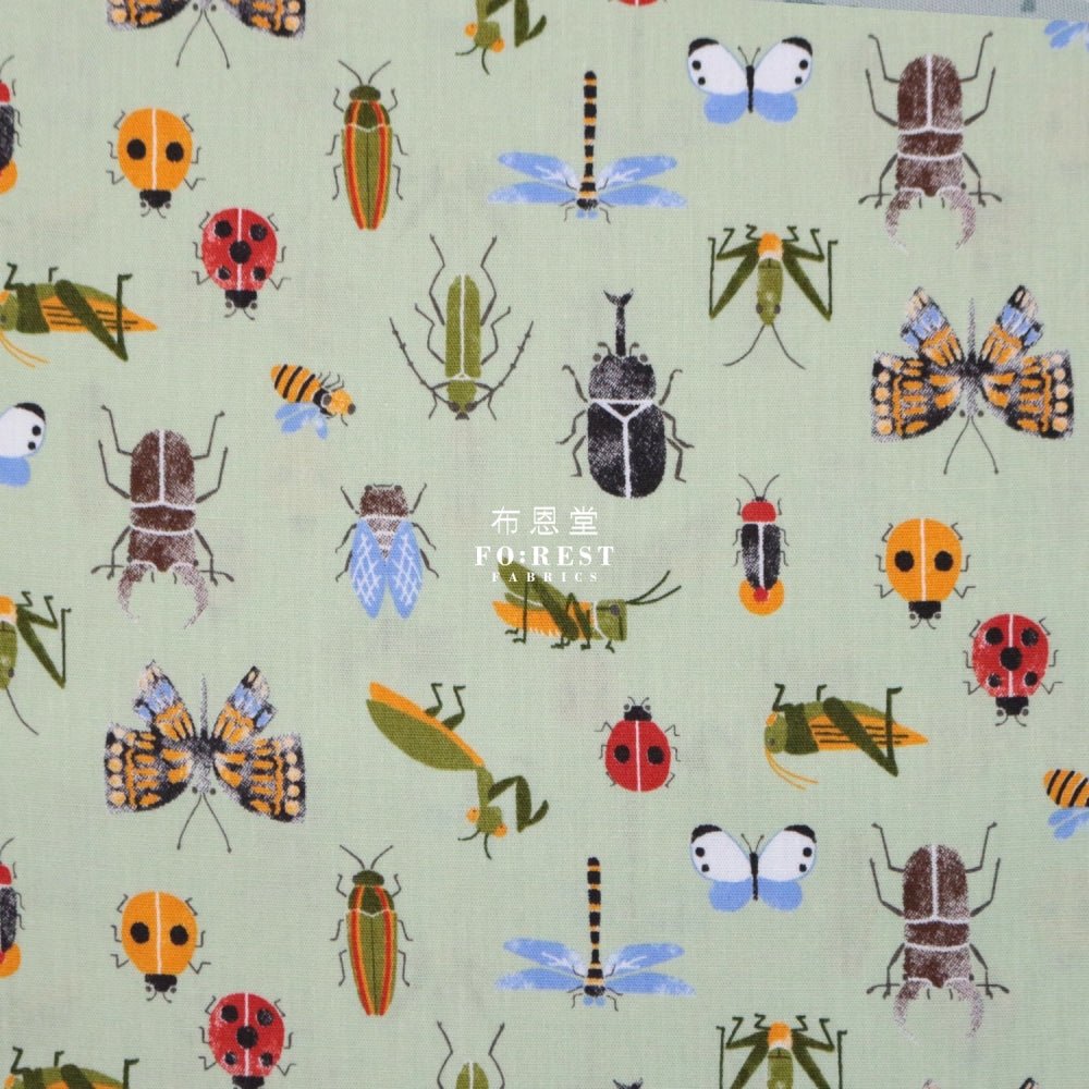 cotton - Beetle fabric 甲蟲王者 LT.GREEN - FO:REST Fabric 布恩堂Liberty fabrictana lawnjapanese fabricykk zipper