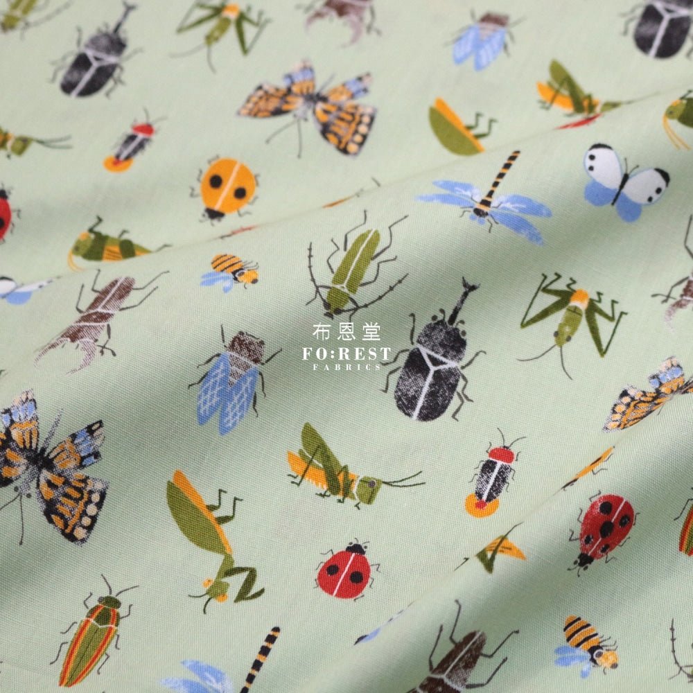 cotton - Beetle fabric 甲蟲王者 LT.GREEN - FO:REST Fabric 布恩堂Liberty fabrictana lawnjapanese fabricykk zipper