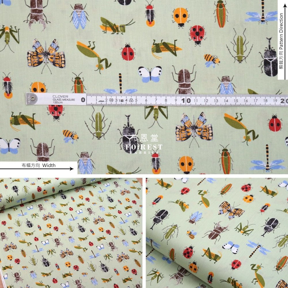cotton - Beetle fabric 甲蟲王者 LT.GREEN - FO:REST Fabric 布恩堂Liberty fabrictana lawnjapanese fabricykk zipper