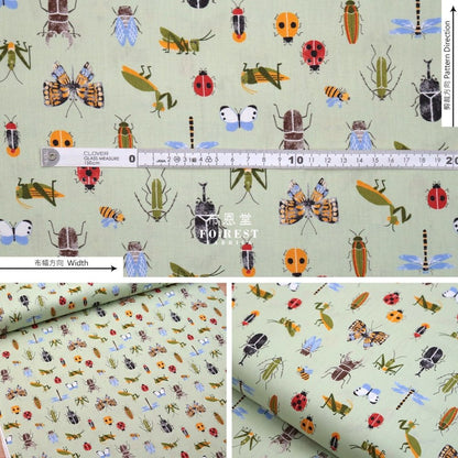 cotton - Beetle fabric 甲蟲王者 LT.GREEN - FO:REST Fabric 布恩堂Liberty fabrictana lawnjapanese fabricykk zipper