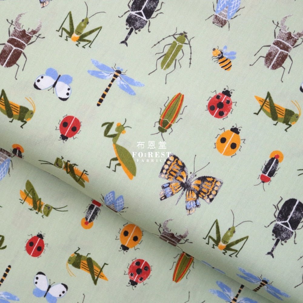 cotton - Beetle fabric 甲蟲王者 LT.GREEN - FO:REST Fabric 布恩堂Liberty fabrictana lawnjapanese fabricykk zipper