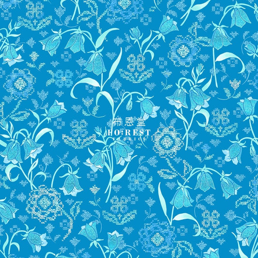 cotton - Brilliant Blooms Fabric Blue - FO:REST Fabric 布恩堂Liberty fabrictana lawnjapanese fabricykk zipper