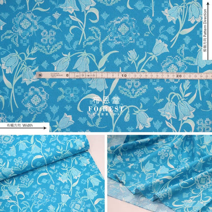 cotton - Brilliant Blooms Fabric Blue - FO:REST Fabric 布恩堂Liberty fabrictana lawnjapanese fabricykk zipper