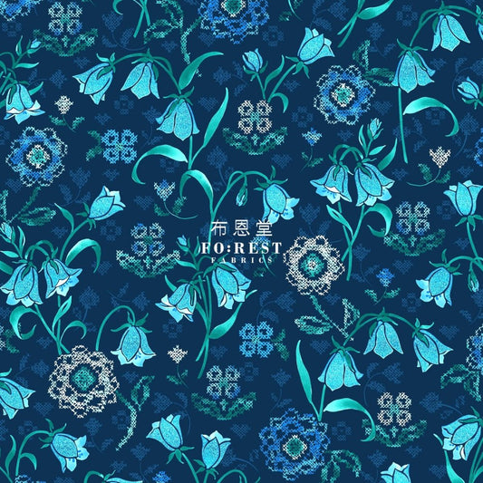 cotton - Brilliant Blooms Fabric Navy - FO:REST Fabric 布恩堂Liberty fabrictana lawnjapanese fabricykk zipper