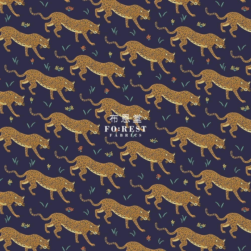cotton - Camont Jaguar - Navy Metallic fabric - FO:REST Fabric 布恩堂Liberty fabrictana lawnjapanese fabricykk zipper