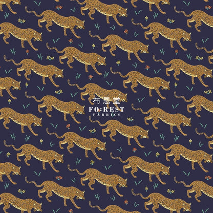 cotton - Camont Jaguar - Navy Metallic fabric - FO:REST Fabric 布恩堂Liberty fabrictana lawnjapanese fabricykk zipper