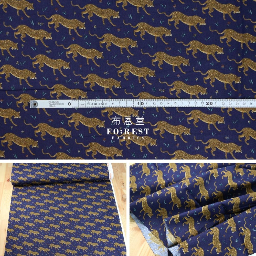 cotton - Camont Jaguar - Navy Metallic fabric - FO:REST Fabric 布恩堂Liberty fabrictana lawnjapanese fabricykk zipper