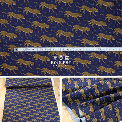cotton - Camont Jaguar - Navy Metallic fabric - FO:REST Fabric 布恩堂Liberty fabrictana lawnjapanese fabricykk zipper
