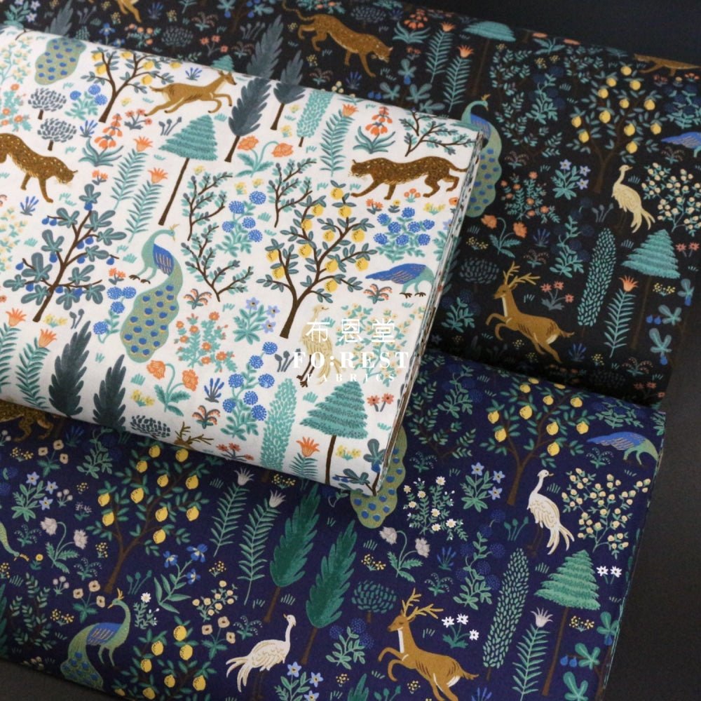 cotton - Camont Menagerie - Navy Metallic fabric - FO:REST Fabric 布恩堂Liberty fabrictana lawnjapanese fabricykk zipper