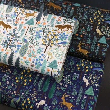 cotton - Camont Menagerie - Navy Metallic fabric - FO:REST Fabric 布恩堂Liberty fabrictana lawnjapanese fabricykk zipper