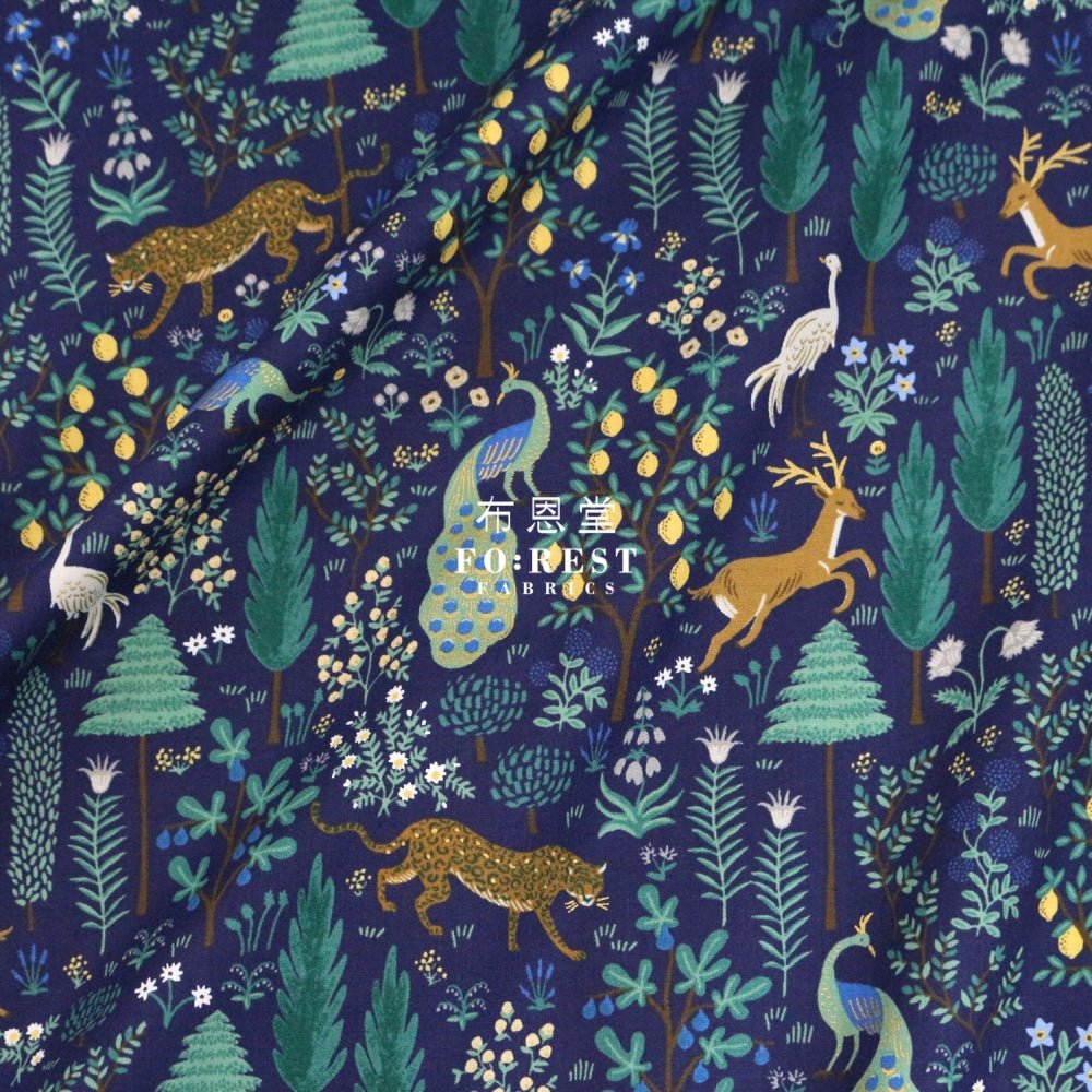 cotton - Camont Menagerie - Navy Metallic fabric - FO:REST Fabric 布恩堂Liberty fabrictana lawnjapanese fabricykk zipper