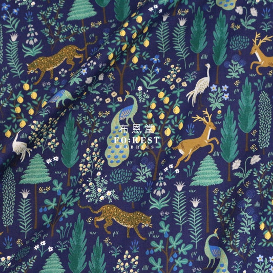 cotton - Camont Menagerie - Navy Metallic fabric - FO:REST Fabric 布恩堂Liberty fabrictana lawnjapanese fabricykk zipper