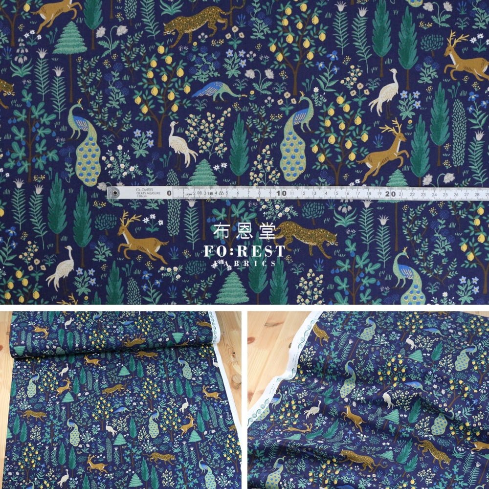 cotton - Camont Menagerie - Navy Metallic fabric - FO:REST Fabric 布恩堂Liberty fabrictana lawnjapanese fabricykk zipper