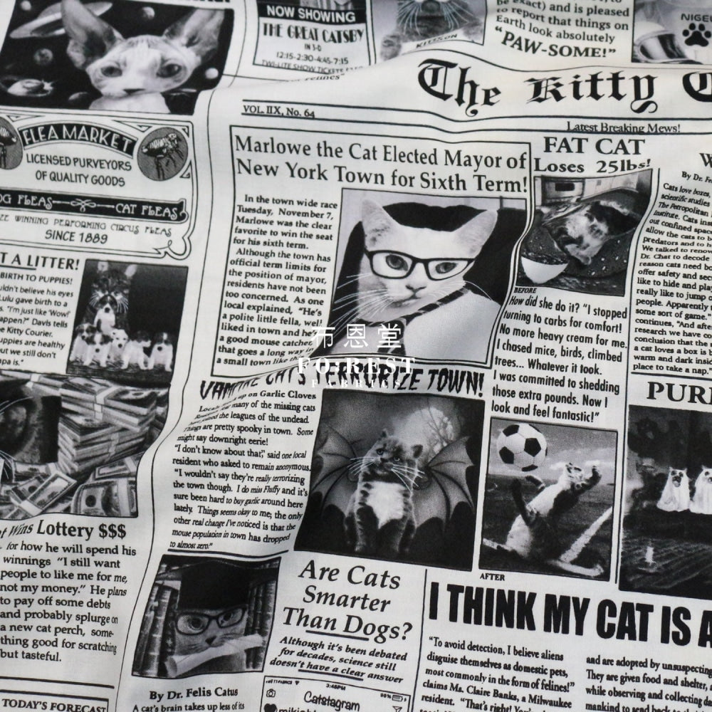 Cotton - Cats Newspaper Fabric