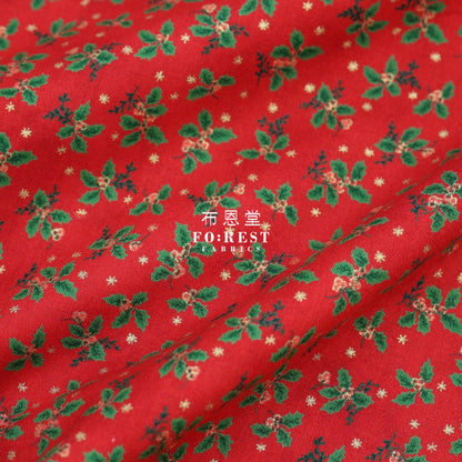 Cotton - Christmas Flower With Metallic Fabric Red Cotton