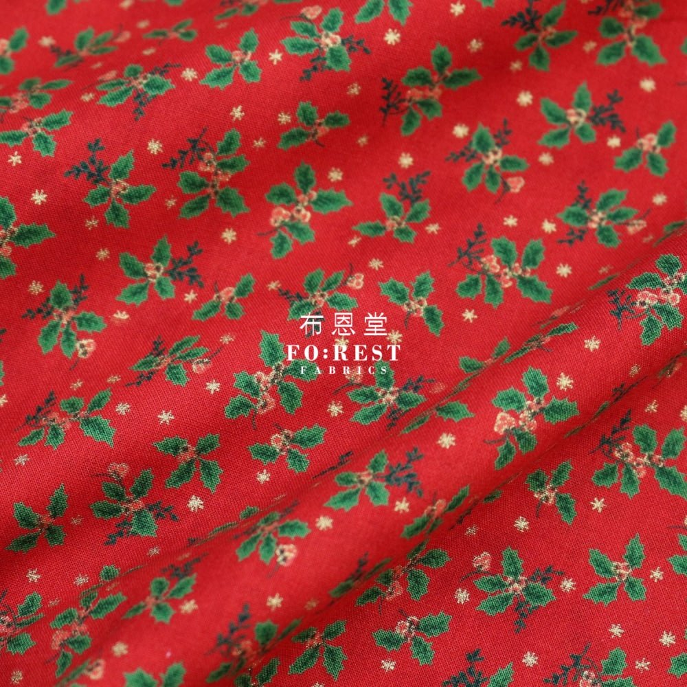 cotton - Christmas flower with metallic fabric Red - FO:REST Fabric 布恩堂Liberty fabrictana lawnjapanese fabricykk zipper