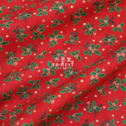 cotton - Christmas flower with metallic fabric Red - FO:REST Fabric 布恩堂Liberty fabrictana lawnjapanese fabricykk zipper