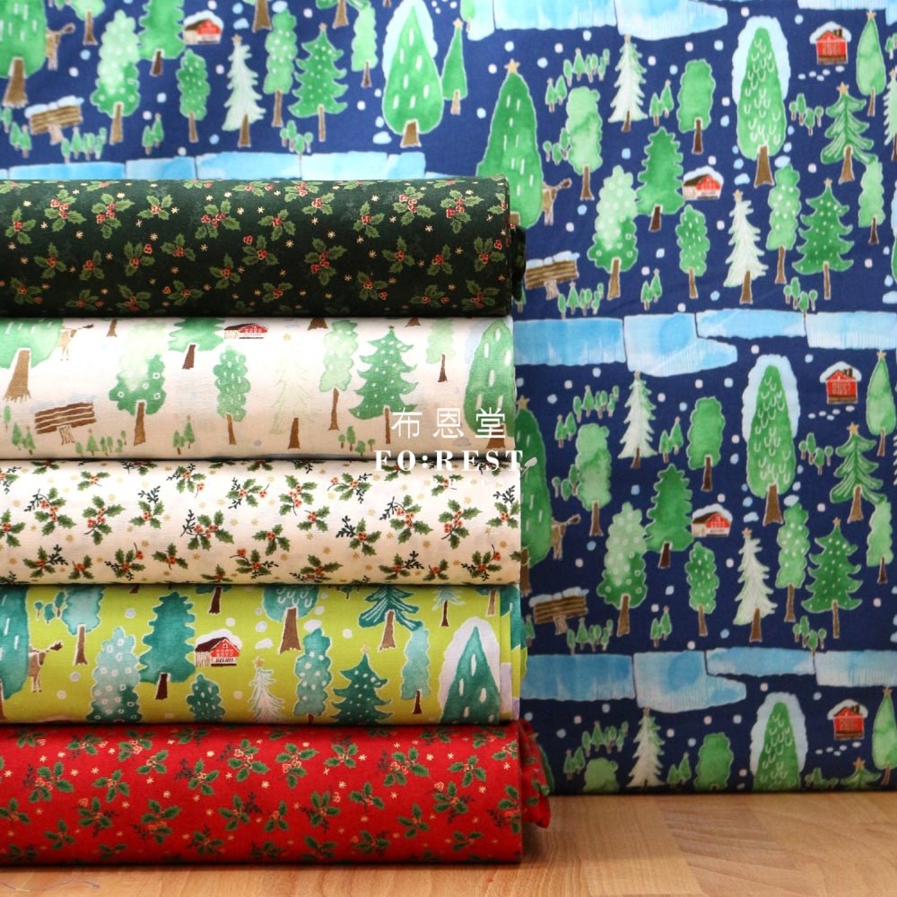 cotton - Christmas flower with metallic fabric Red - FO:REST Fabric 布恩堂Liberty fabrictana lawnjapanese fabricykk zipper