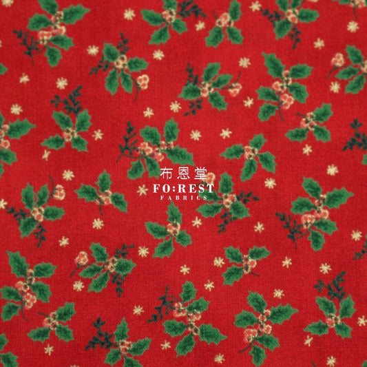 cotton - Christmas flower with metallic fabric Red - FO:REST Fabric 布恩堂Liberty fabrictana lawnjapanese fabricykk zipper