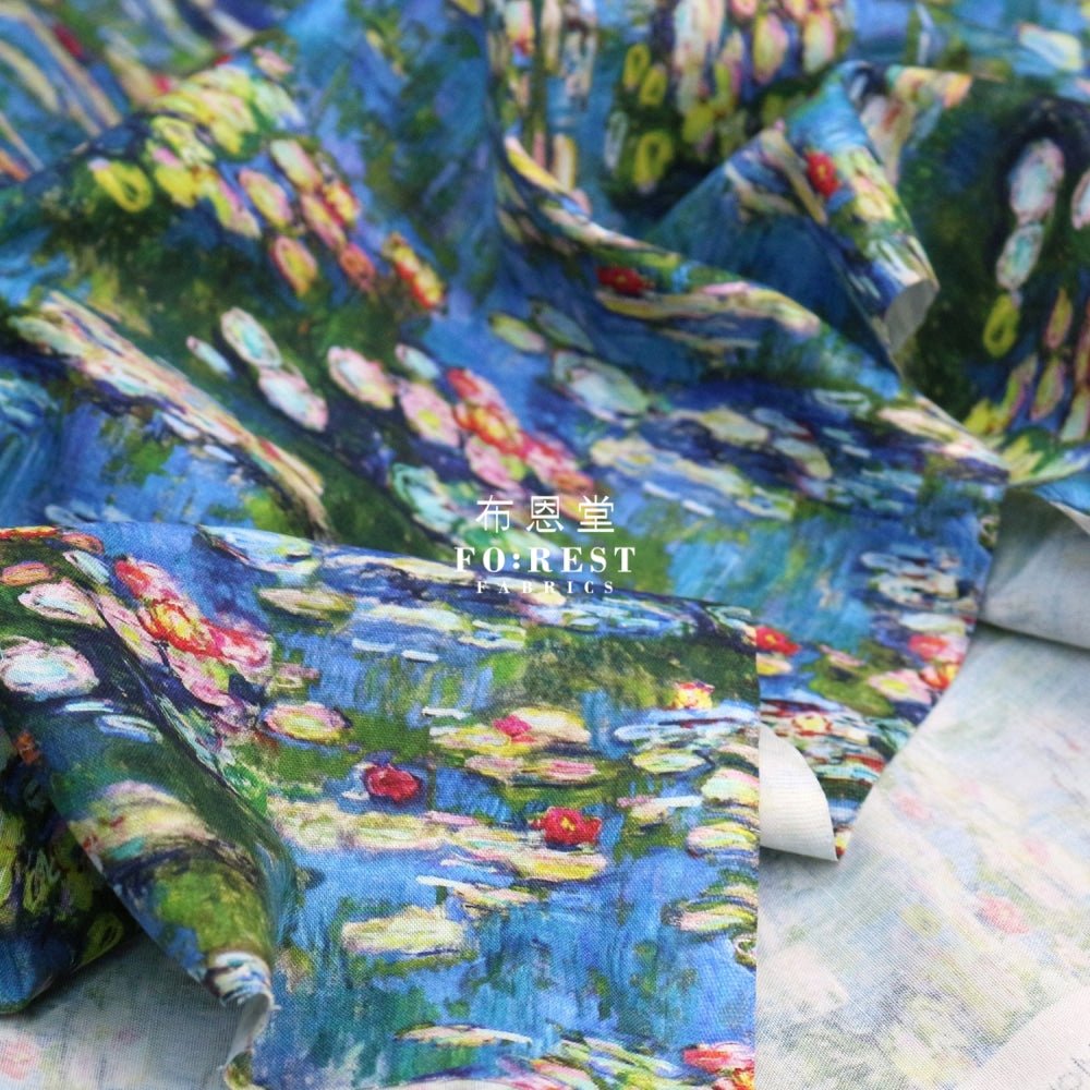 cotton - Claude Monet Water Lilies fabric - FO:REST Fabric 布恩堂Liberty fabrictana lawnjapanese fabricykk zipper
