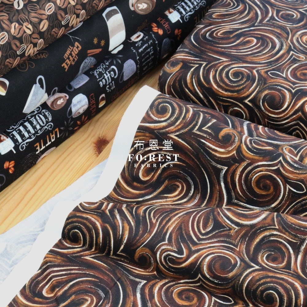 Cotton - Coffee Swirls Espresso Fabric
