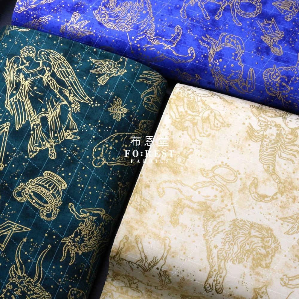 cotton - Constellation in Emerald Metallic fabric - FO:REST Fabric 布恩堂Liberty fabrictana lawnjapanese fabricykk zipper
