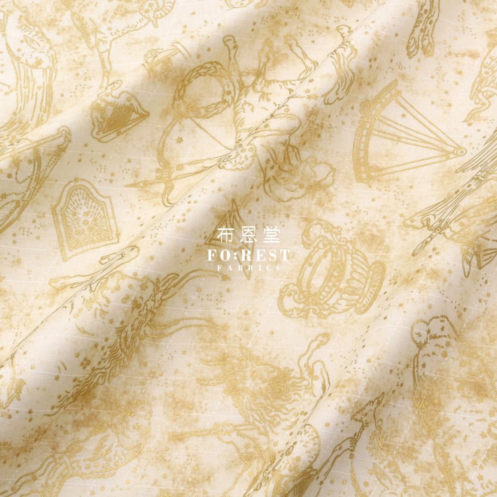 cotton - Constellation in Milky Metallic fabric - FO:REST Fabric 布恩堂Liberty fabrictana lawnjapanese fabricykk zipper