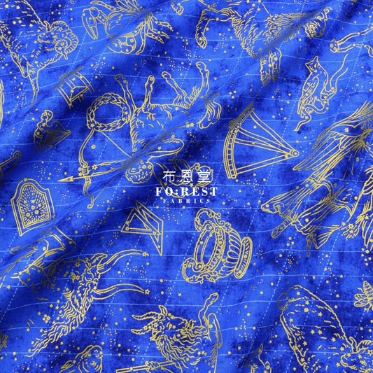 Cotton - Constellation In Sapphire Metallic Fabric