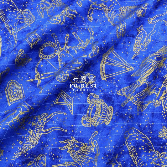 cotton - Constellation in Sapphire Metallic fabric - FO:REST Fabric 布恩堂Liberty fabrictana lawnjapanese fabricykk zipper