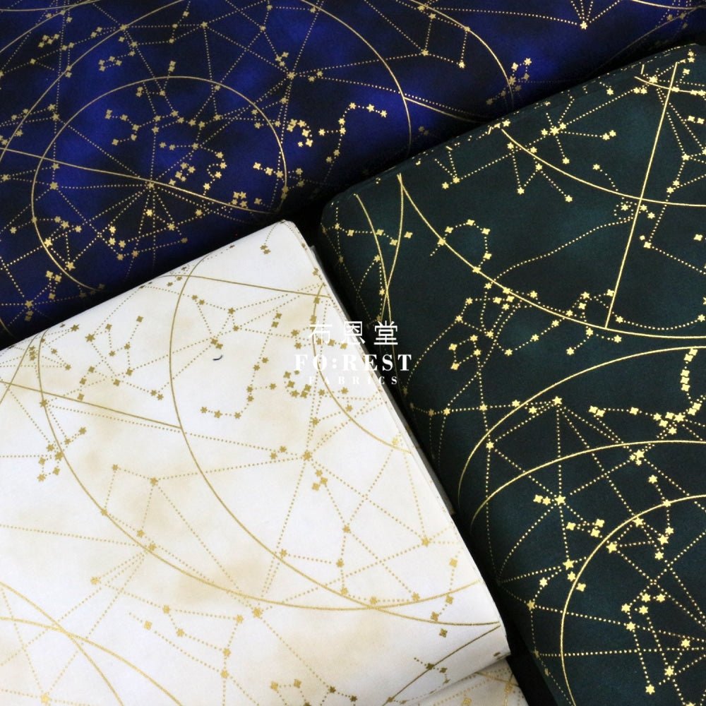 cotton - Constellations in Dark Emerald Metallic fabric - FO:REST Fabric 布恩堂Liberty fabrictana lawnjapanese fabricykk zipper